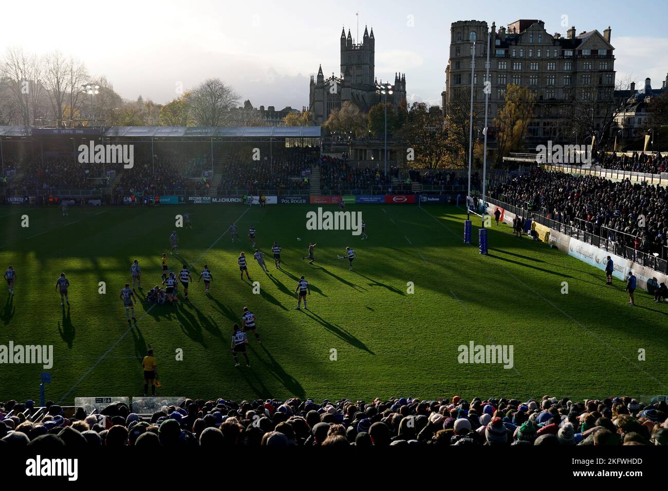 Barbarians’ Damian McKenzie clears the ball during the friendly match at The Recreation Ground, Bath. Picture date: Sunday November 20, 2022. Stock Photo