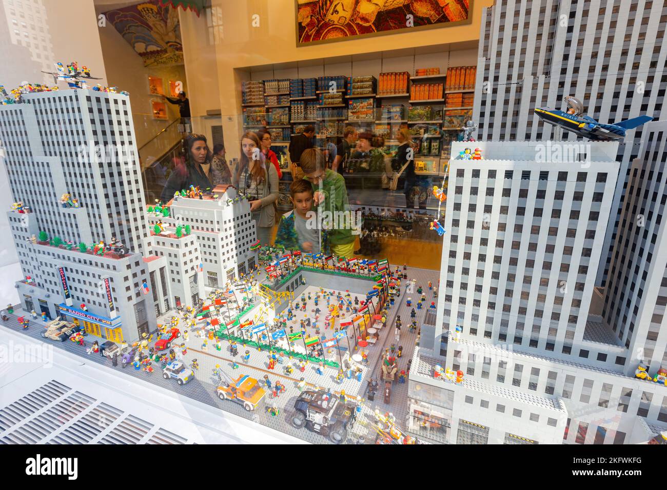 Recreation of the Rockefeller Center in the display of the Lego Store  situated in New York City Stock Photo - Alamy