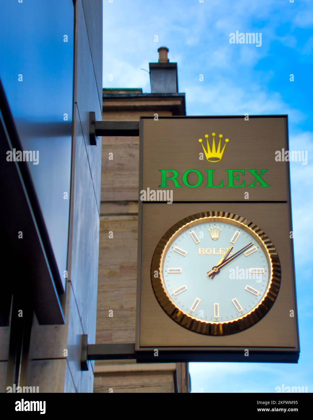 Rolex watch clock shop sign Stock Photo
