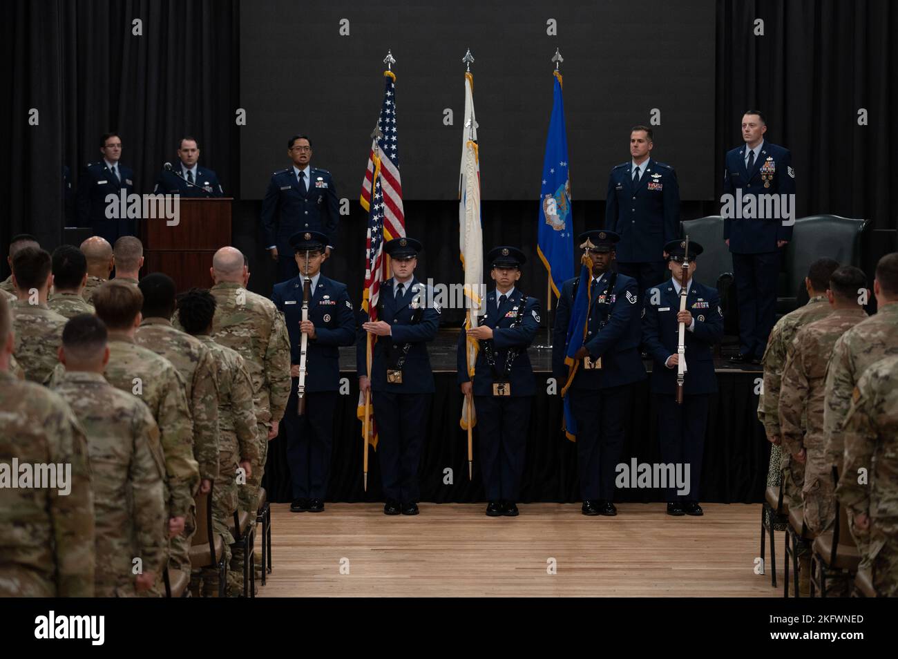 Osan Air Base Honor Guard presents the colors during a Bronze Star with ...
