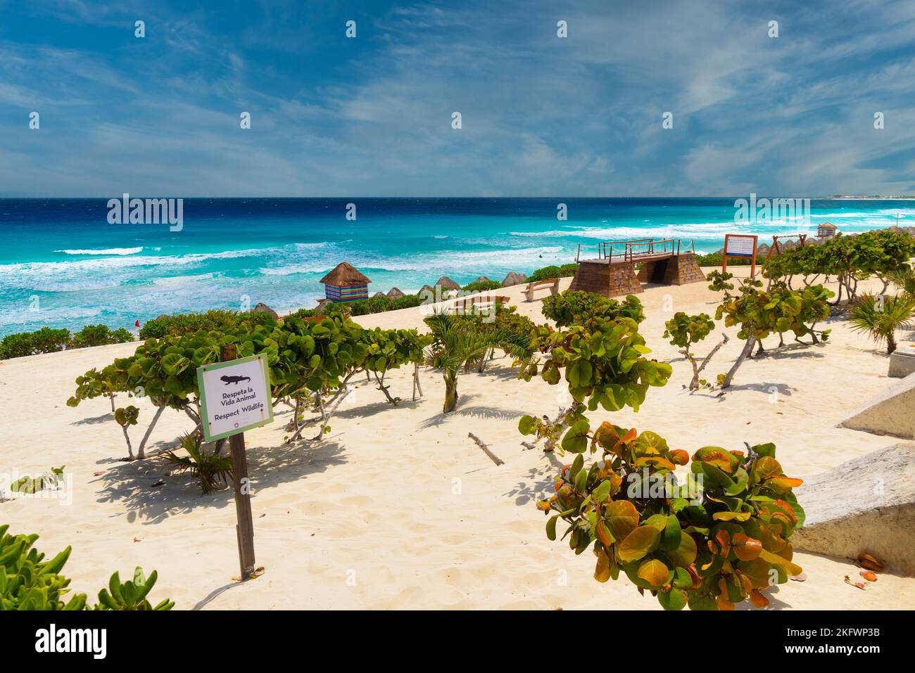 CANCUN, MEXICO - APR 2022: Sandy Beach With Azure Water On A Sunny Day ...