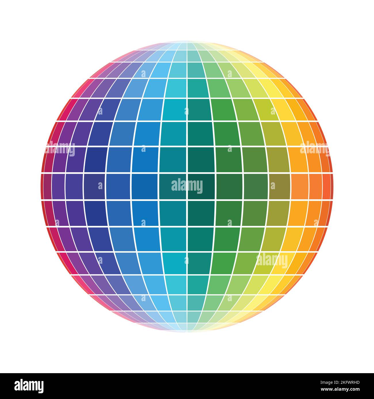 Abstract circle with colorful square tiles. Rainbow spectrum mosaic