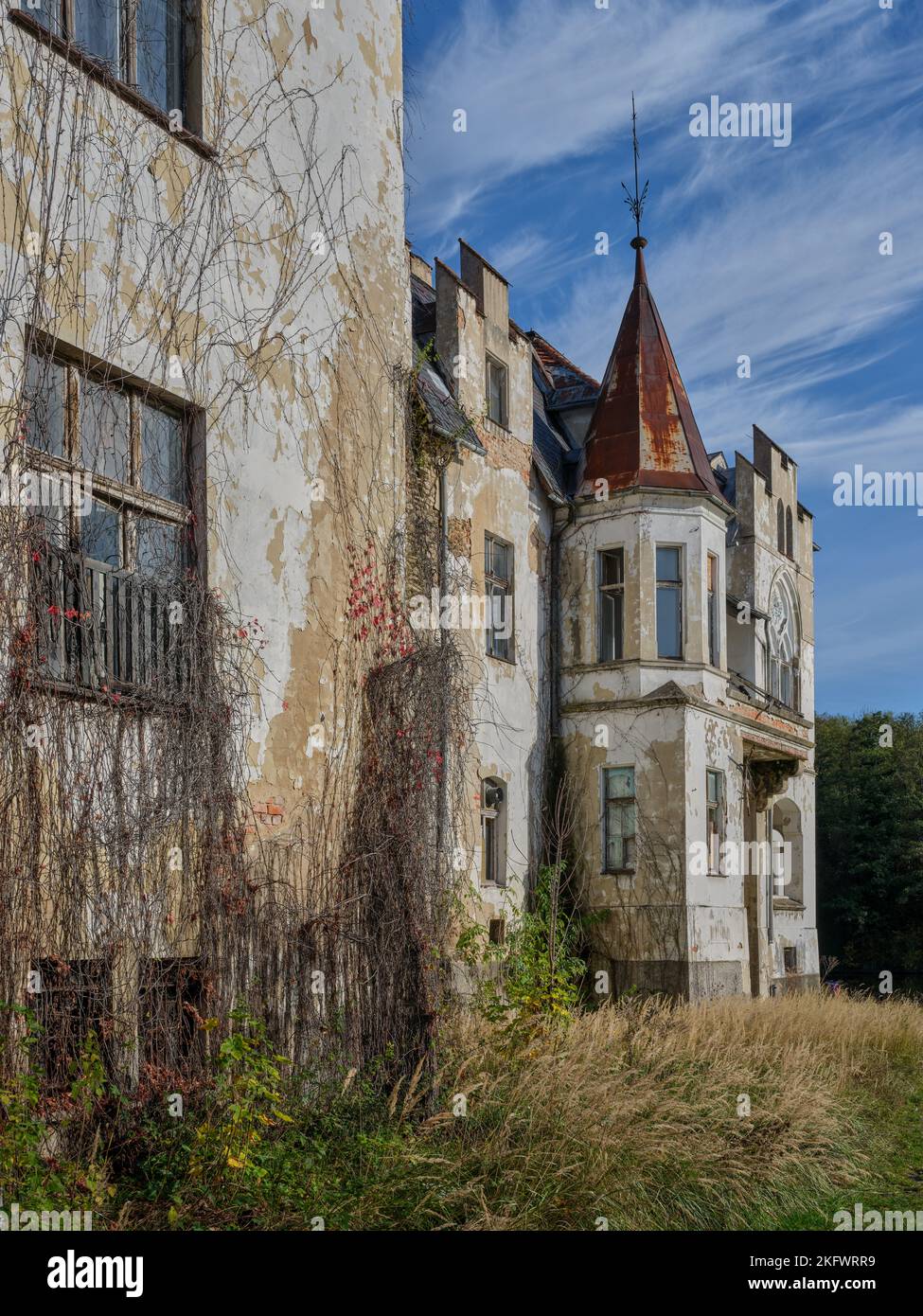 Abandoned palace in Dobrocin Lower Silesia Poland Stock Photo
