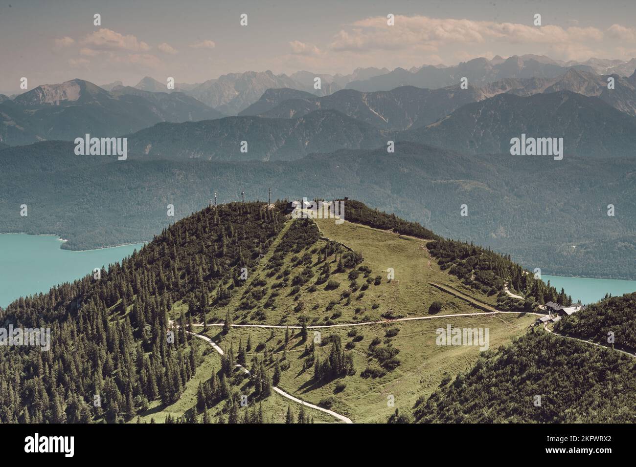 A mountain peak landscape with a foggy background Stock Photo - Alamy