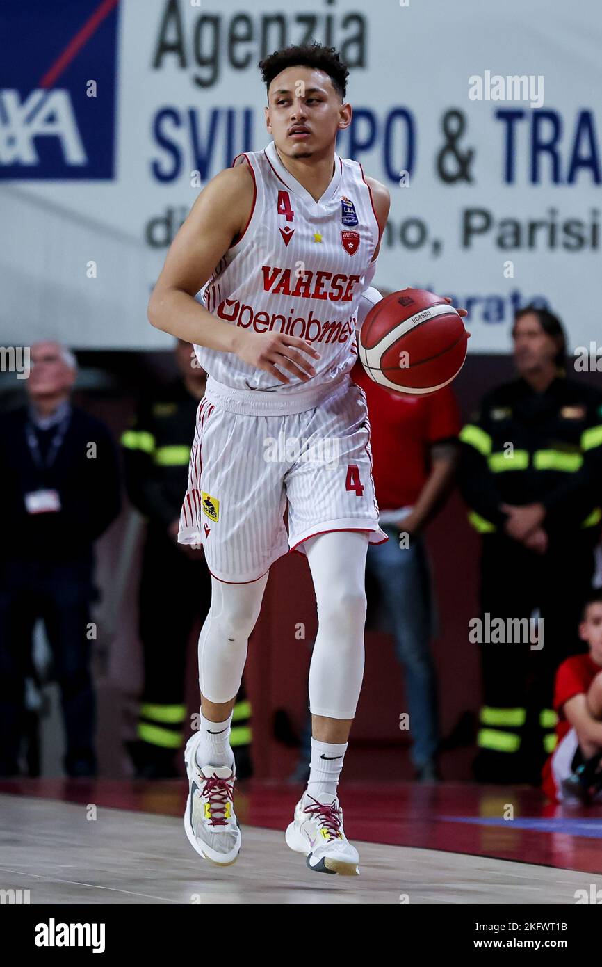 Varese, Italy. 19th Nov, 2022. Colbey Ross of Openjobmetis Varese in action  during the Lega Basket Serie A 2022-2023 Regular Season game between  Openjobmetis Varese and Umana Reyer Venezia at Enerxenia Arena.
