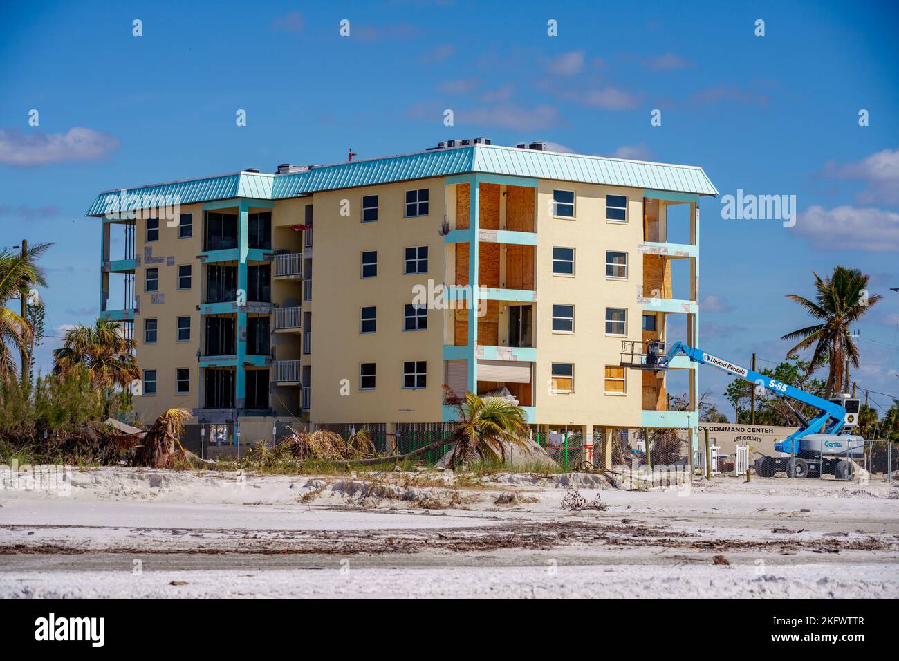 Fort Myers Beach, FL, USA - November 19, 2022: Beachfront real estate Fort Myers Beach Florida USA Stock Photo