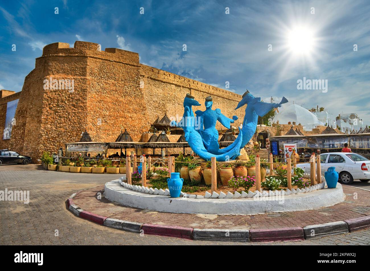 Monument 3 Mermaids Sirenas near ancient Medina, Hammamet, Tunisia ...