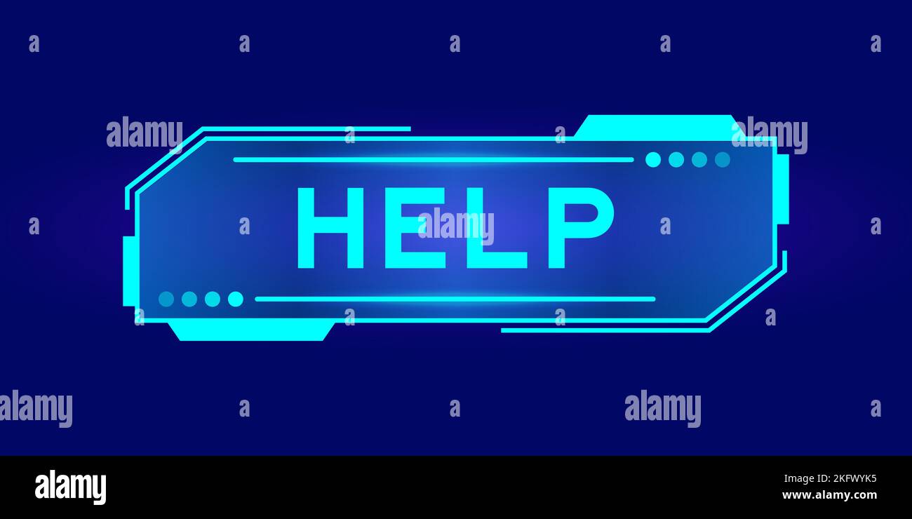Futuristic hud banner that have word help on user interface screen on ...