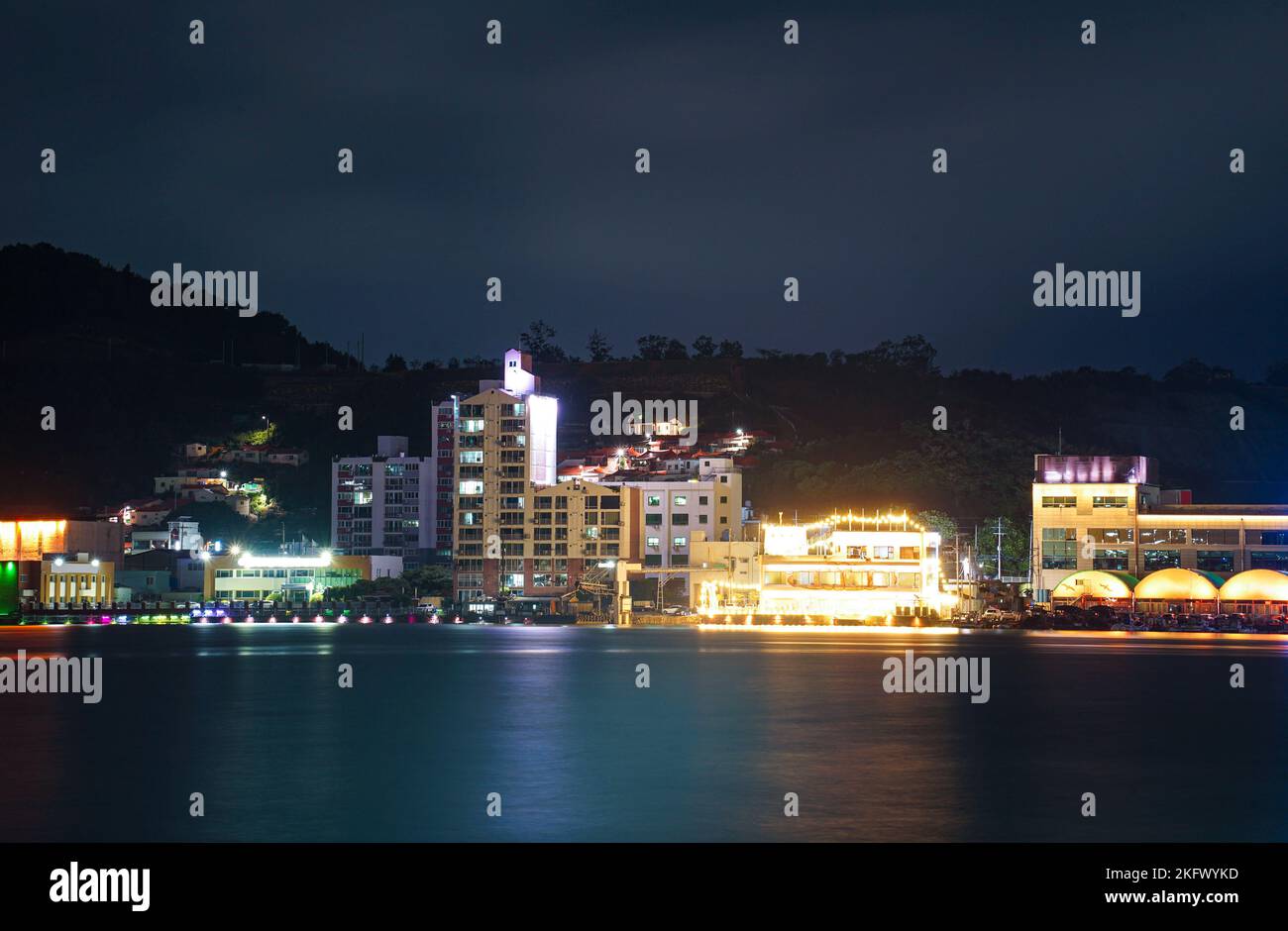 Night View of Yeosu, South Jeolla Province, Korea Stock Photo