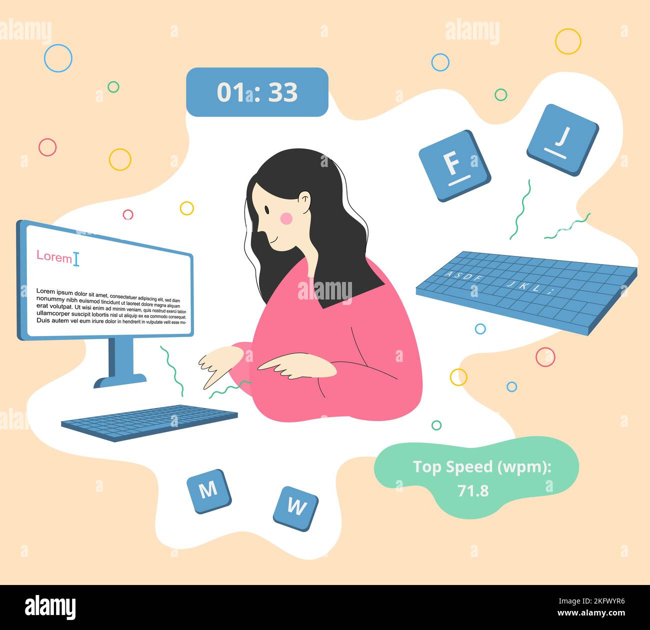 Typing fast on computer keyboard Stock Vector Images - Alamy