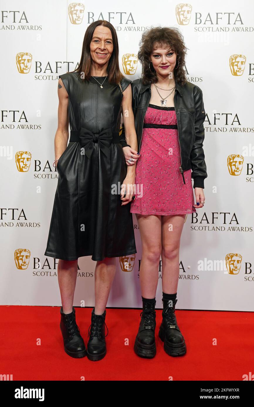 Kate Dickie (left) and her daughter Molly Christie arrive at the BAFTA Scotland awards at the DoubleTree By Hilton Glasgow Central. Picture date: Sunday November 20, 2022. Stock Photo