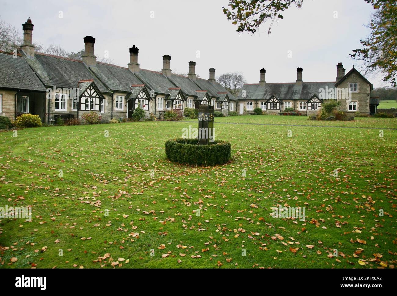 A view of the Almshouses at Waddington near Clitheroe, Lancashire, United Kingdom, Europe Stock Photo