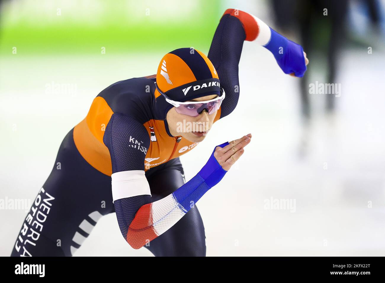 HERENVEEN Femke Kok (NED) in action on the 500 meters during the second ISU long track world