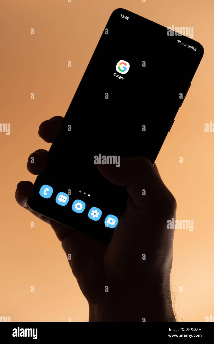 New york, USA November 4, 2022 Open google browser app on smartphone