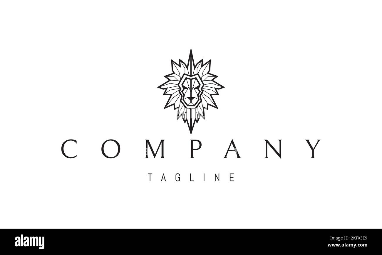 Vector logo on which an abstract image of a lions head in a linear