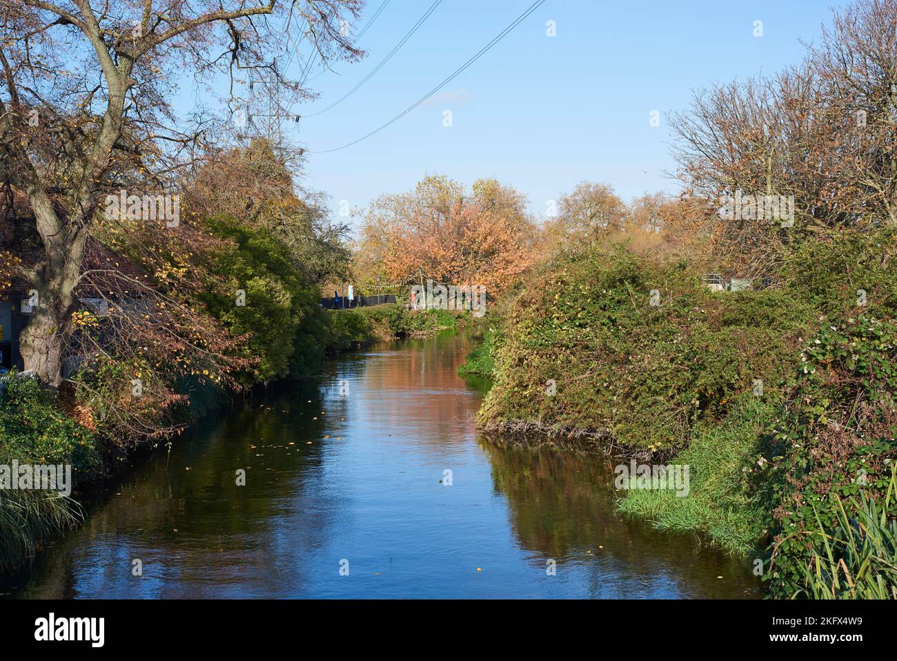 The Coppermill Stream on Walthamstow Marshes in autumn, North East