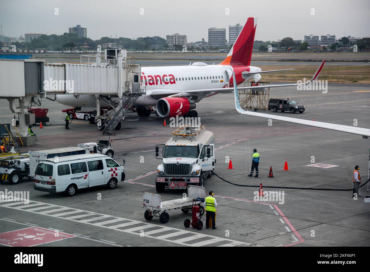 Refulled Bogotà airport, planes being refuelled, Bogota, Colombia Stock Photo ...