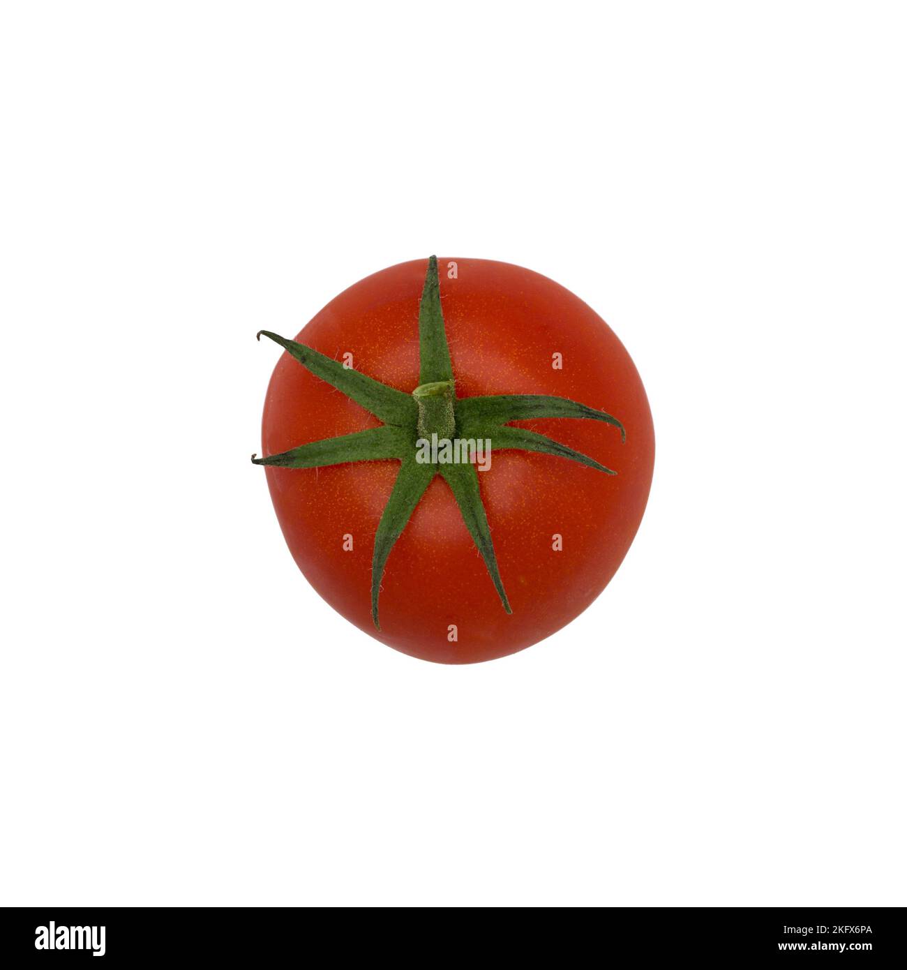 Red tomato from top on white background Stock Photo