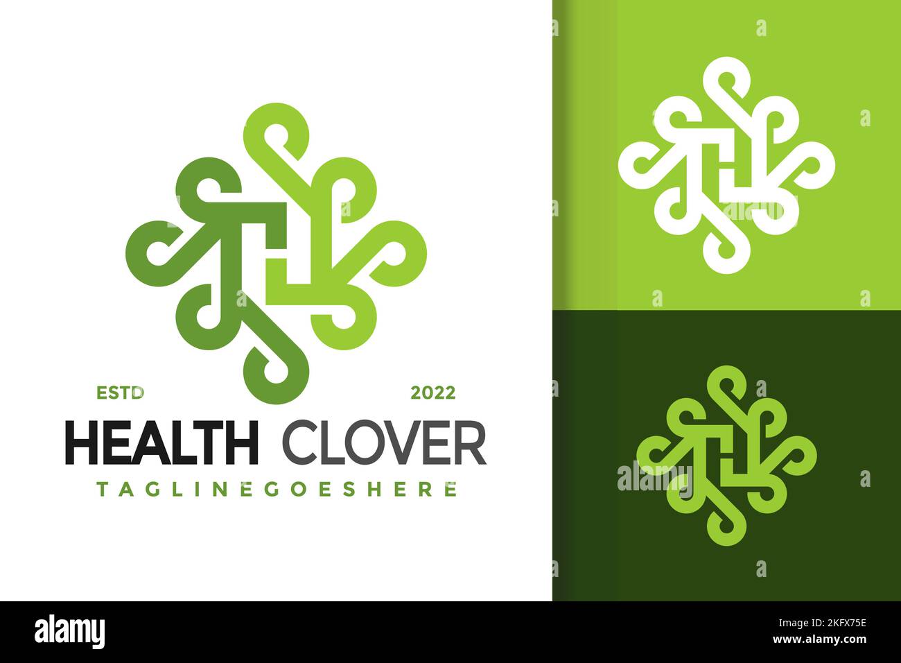 A digital vector illustration of the health clover logo with tagline space in green and white