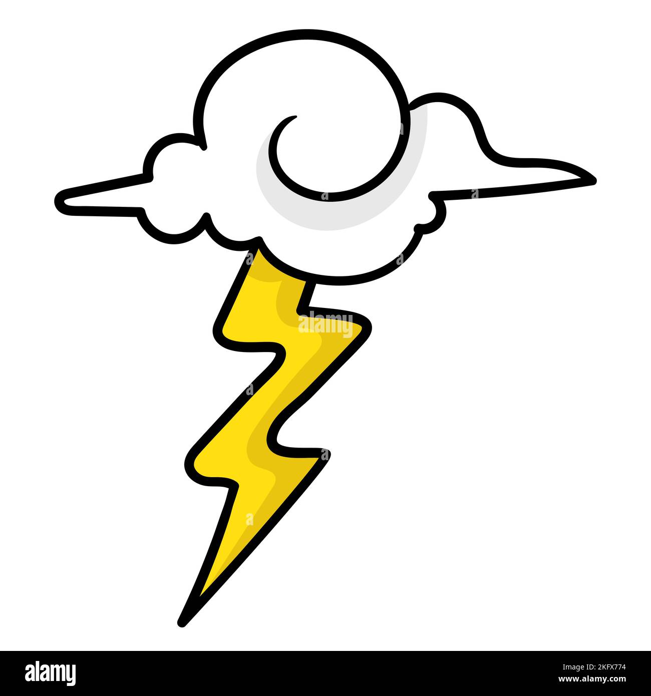 An editable vector of a lightning coming from a cloud Stock Vector