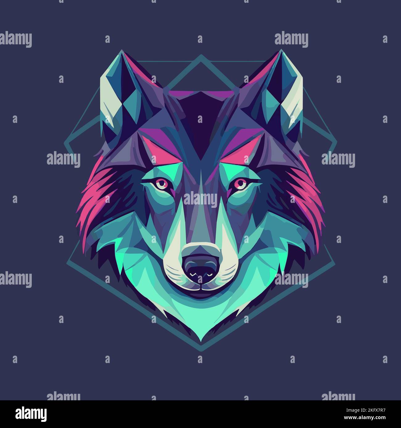 Wolf Face Illustration Logo Design for Poster, Banner, Mascot Stock