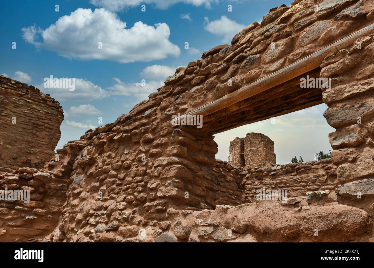 Windows to the past - Ruins of the San José de los Jemez Mission near the mouth of Church Canyon in New Mexico. Stock Photo