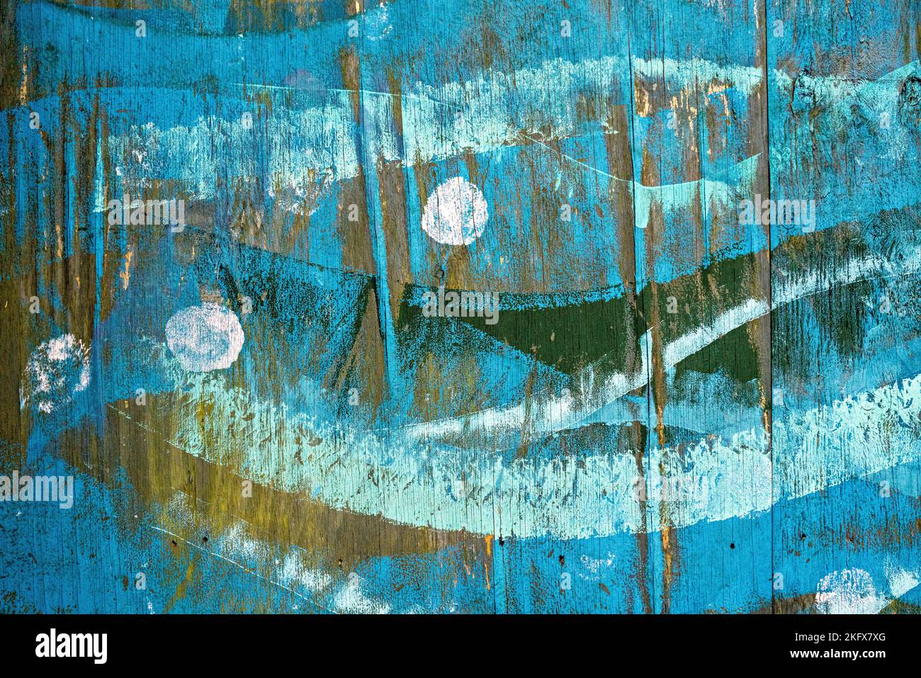 Wave patterns painted on wooden fence Stock Photo - Alamy