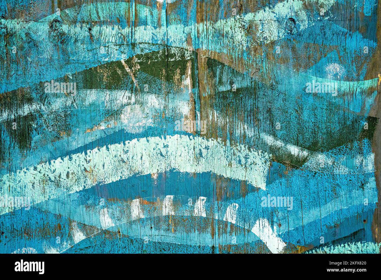 Wave patterns painted on wooden fence Stock Photo - Alamy