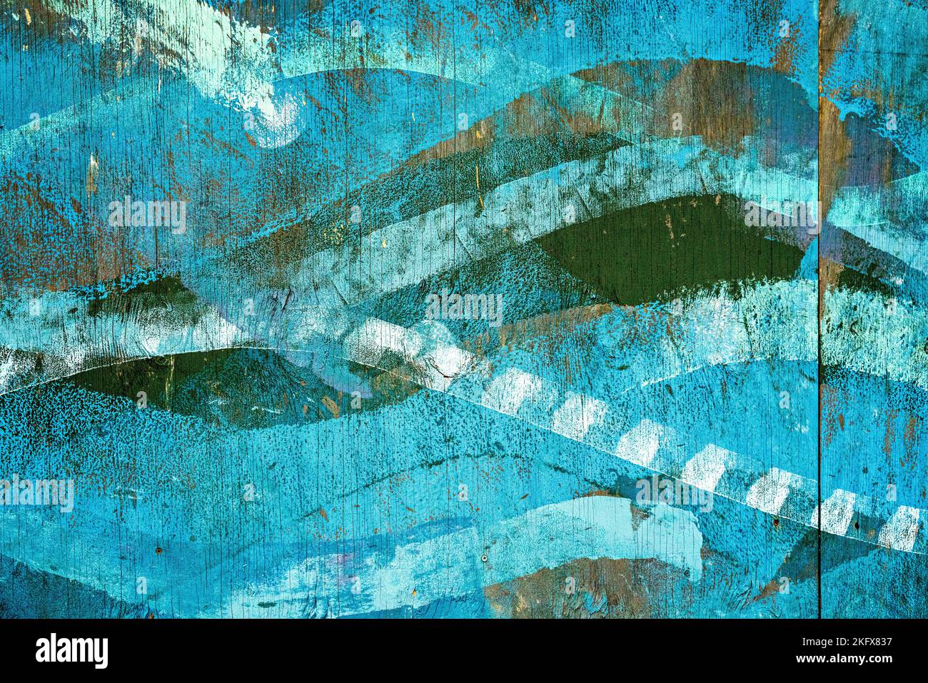 Wave patterns painted on wooden fence Stock Photo - Alamy