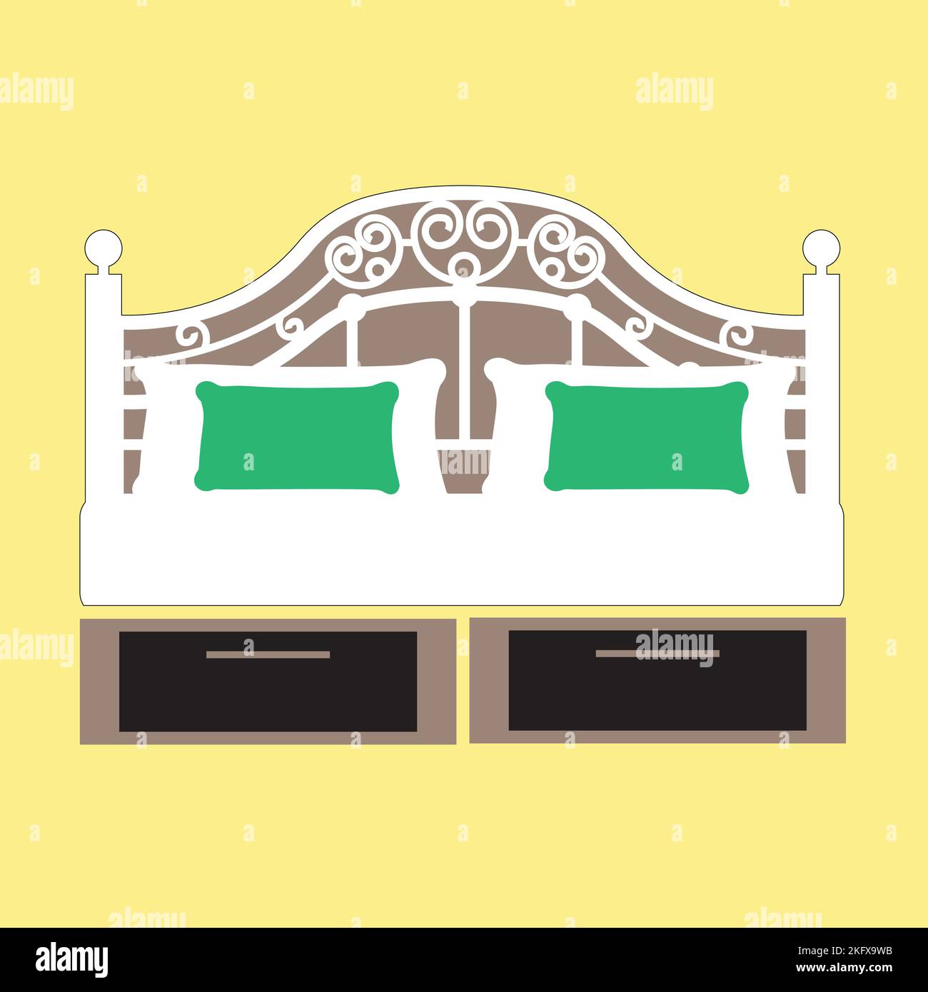 Bed icon on white background. Vector illustration. Colorful graphic set