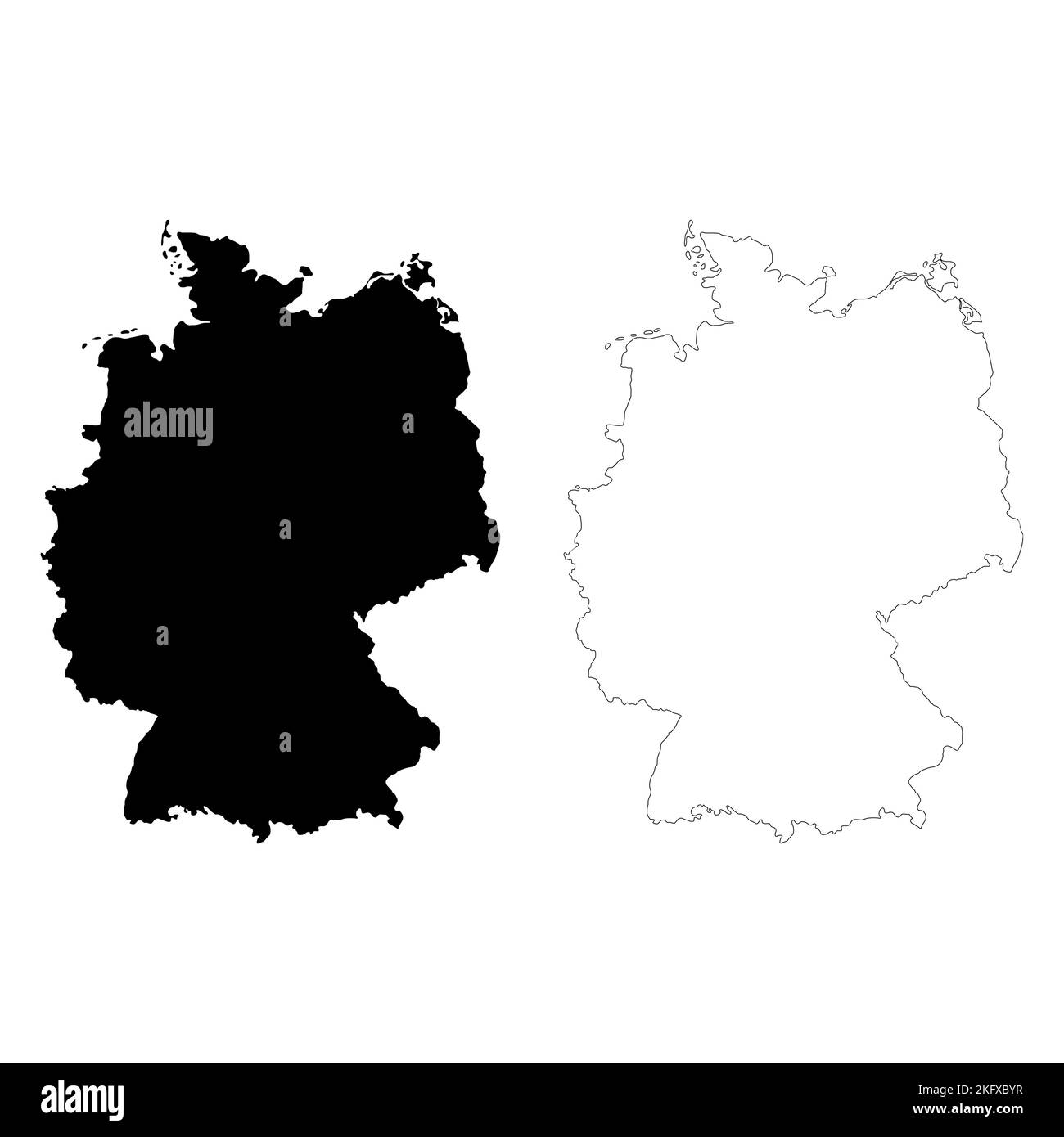 Set of Germany map icon, geography blank concept, isolated graphic background vector