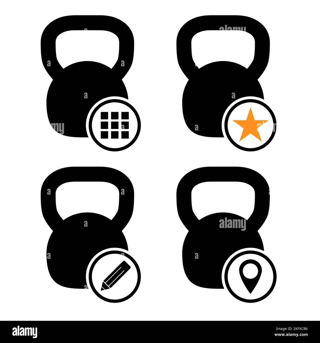 Set of Kettlebell icon, fitness sport symbol, iron equipment vector ...