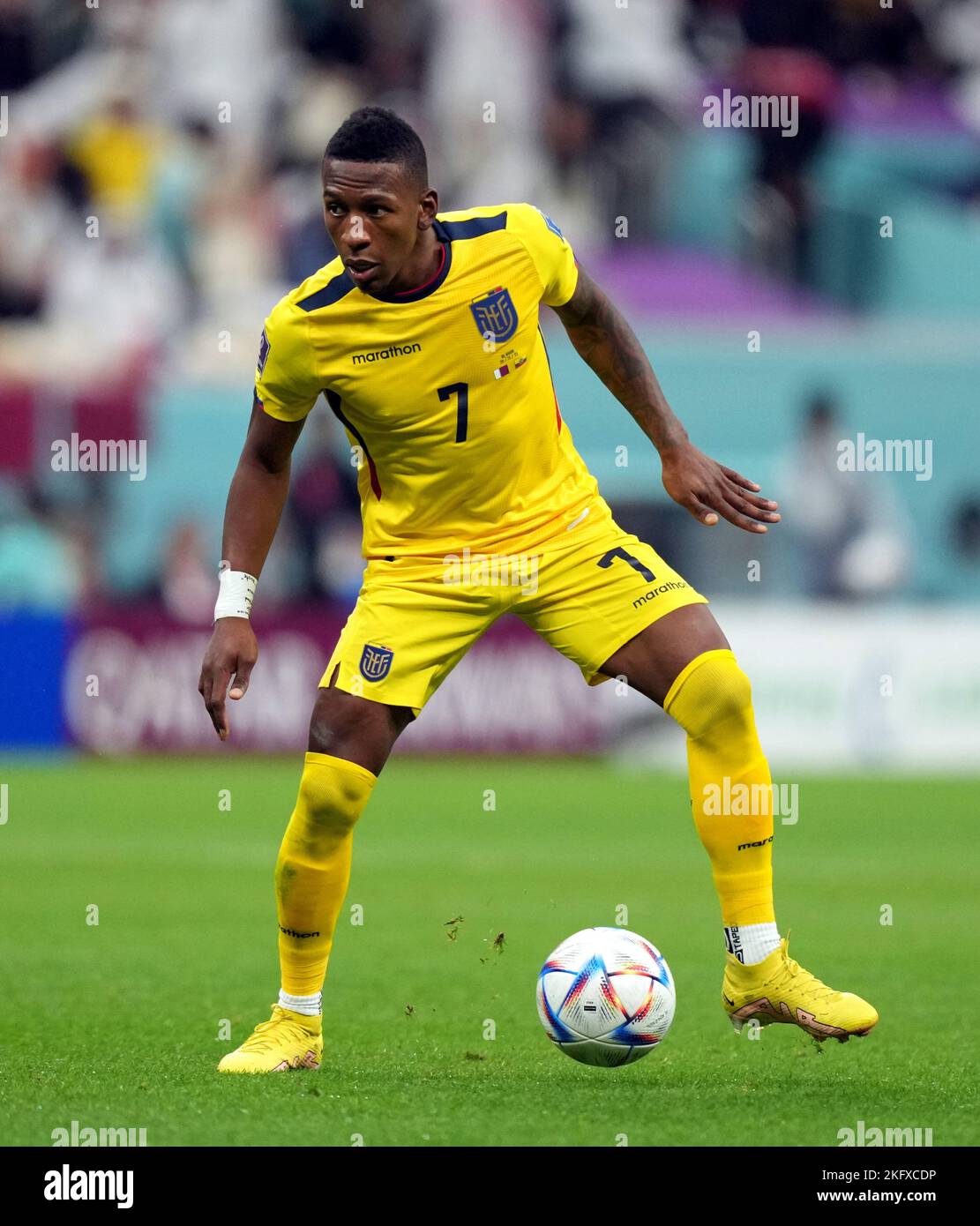 Ecuador's Pervis Estupinan during the FIFA World Cup Group A match at ...