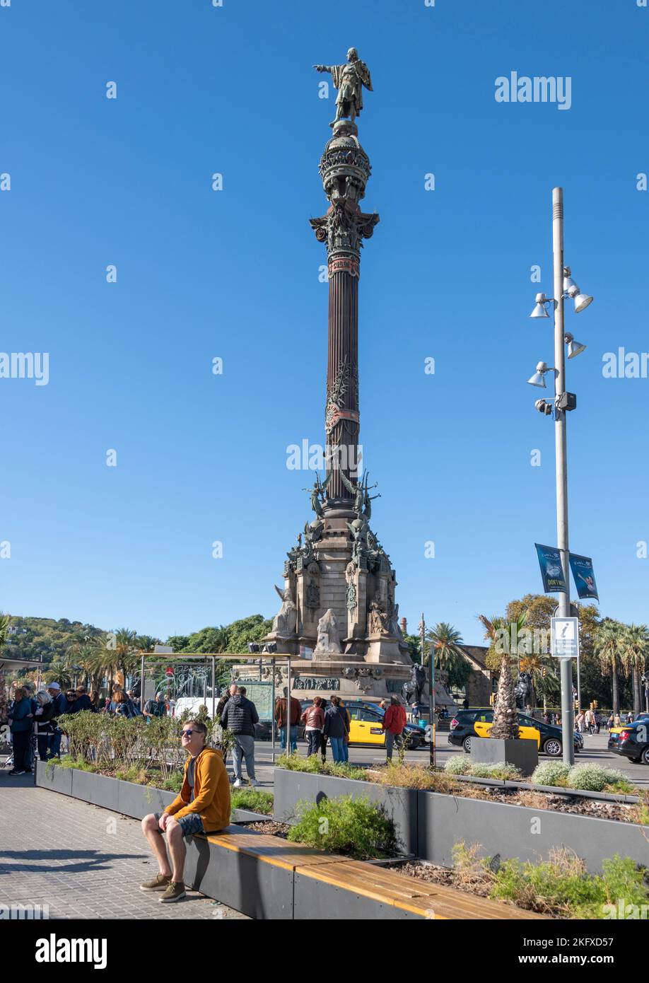 Christopher Columbus Monument, Barcelona, Spain, November 2022 Stock Photo