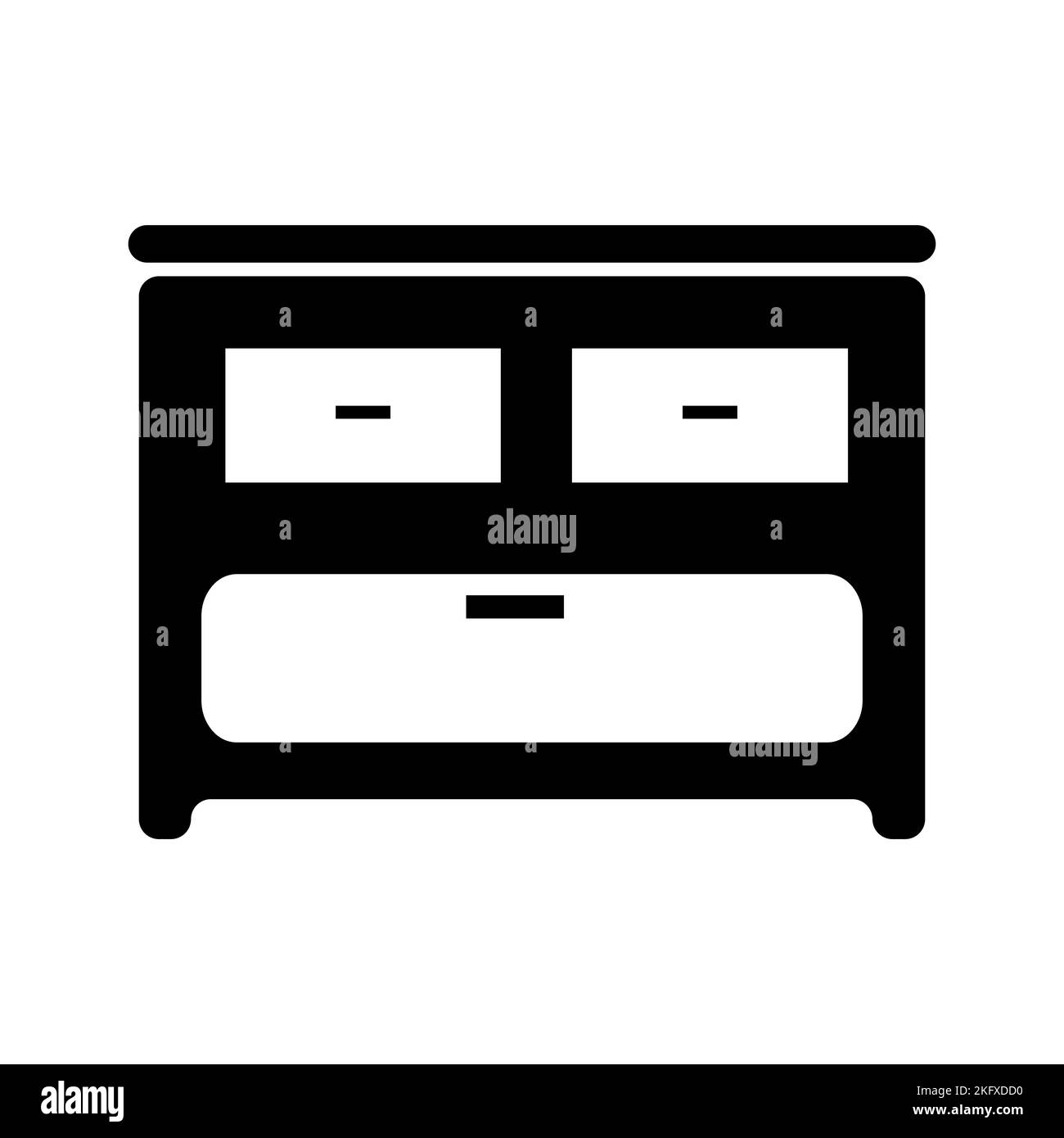 Furniture home drawer, table design flat vector illustration