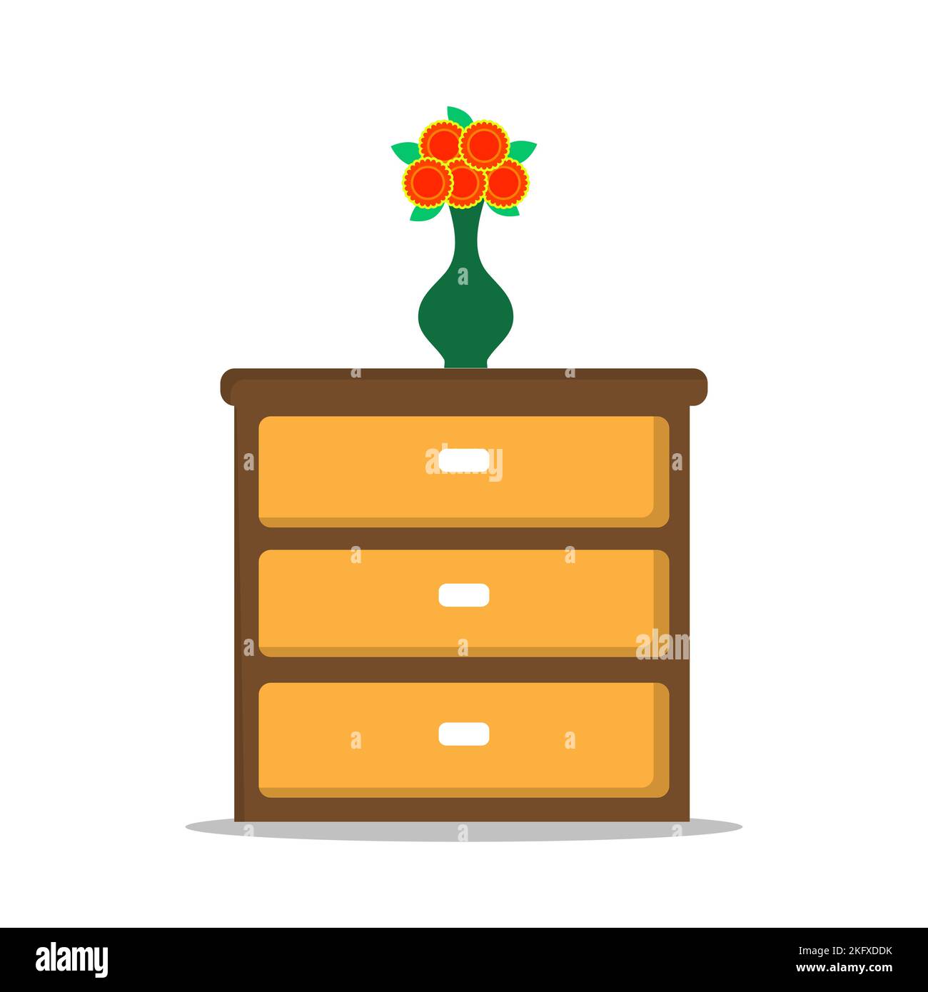Furniture cabinet, home drawer, table design flat vector illustration. Home interior design element made of natural materials. Vector flat style Stock Vector