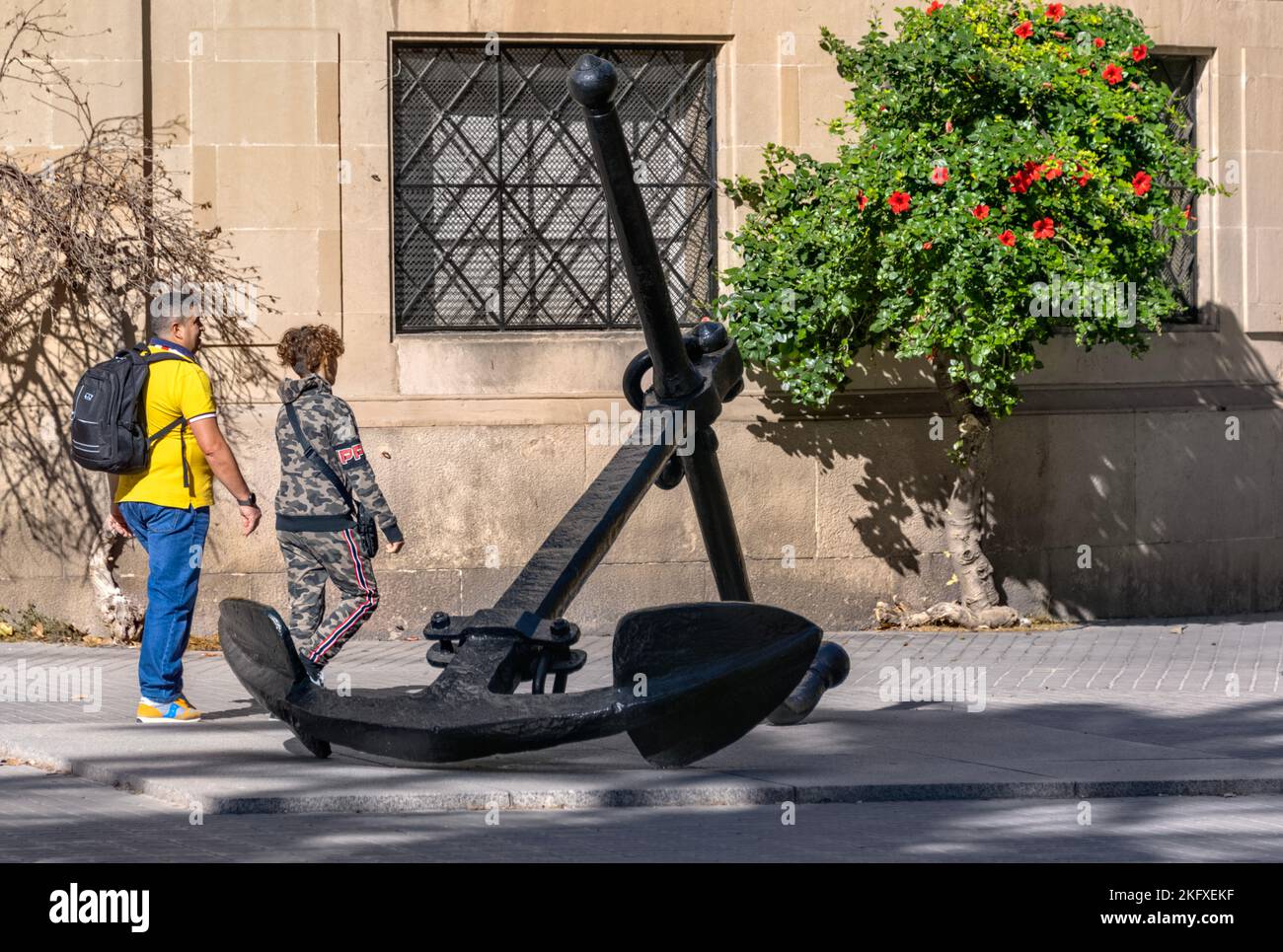Ships anchor outside Spanish Naval Building, Barcelona also known as