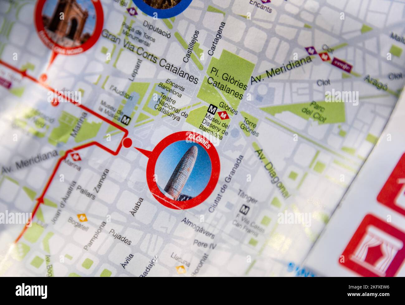 Barcelona Spain Tourist Map Showing An Image Of The Building Glories sagrada-familia-towers