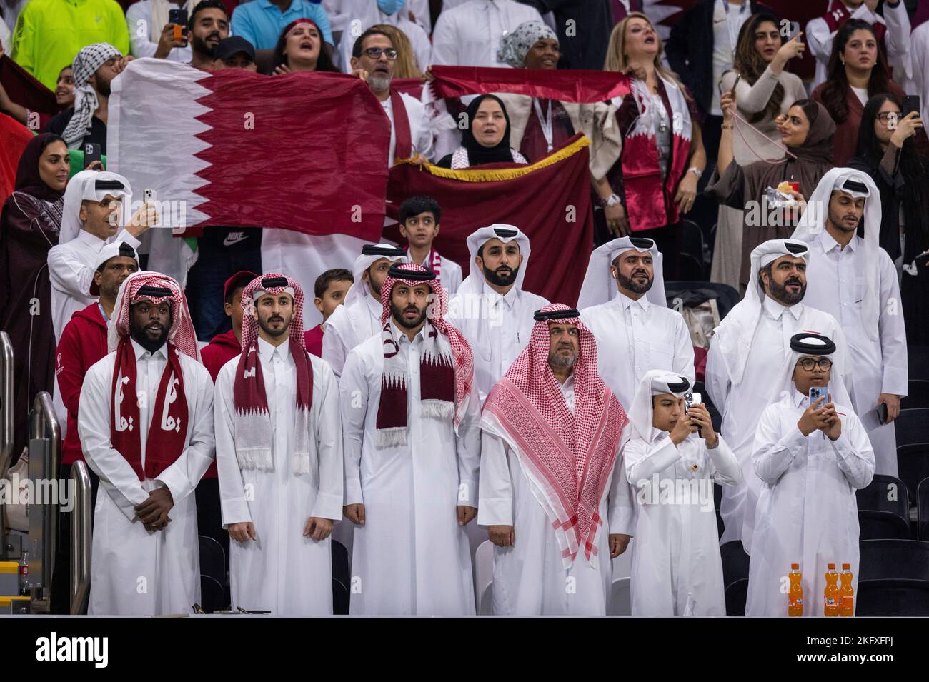 Doha, Qatar. 20th Nov, 2022. Qatar Fans Qatar Ecuador World Cup 2022