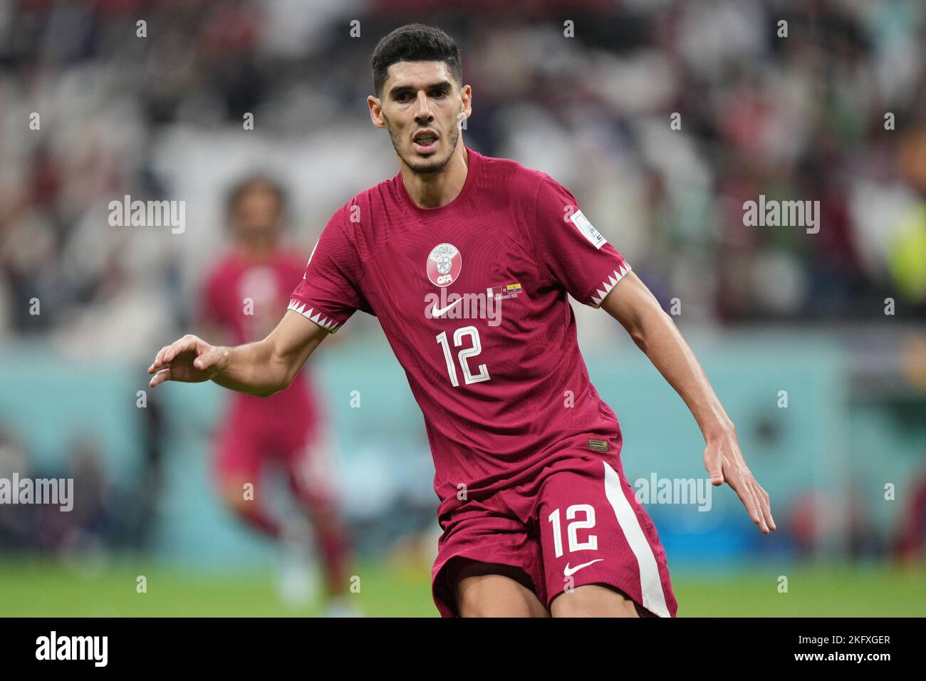 Boudiaf Karim of Qatar during the Qatar 2022 World Cup match, group A, date 1, between Qatar and Ecuador played at Al Bayt Stadium on Nov 20, 2022 in Al Khor, Qatar. (Photo by Bagu Blanco / PRESSINPHOTO) Stock Photo
