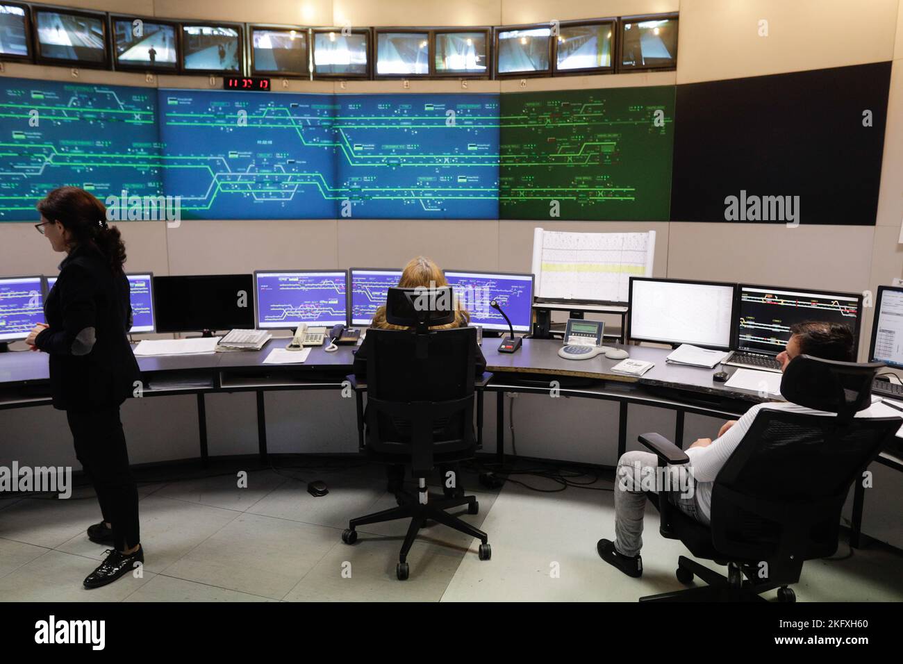 Bucharest, Romania - November 18, 2022: Dispatch centre of the Bucharest underground system during a Doors Open day for the public. Stock Photo