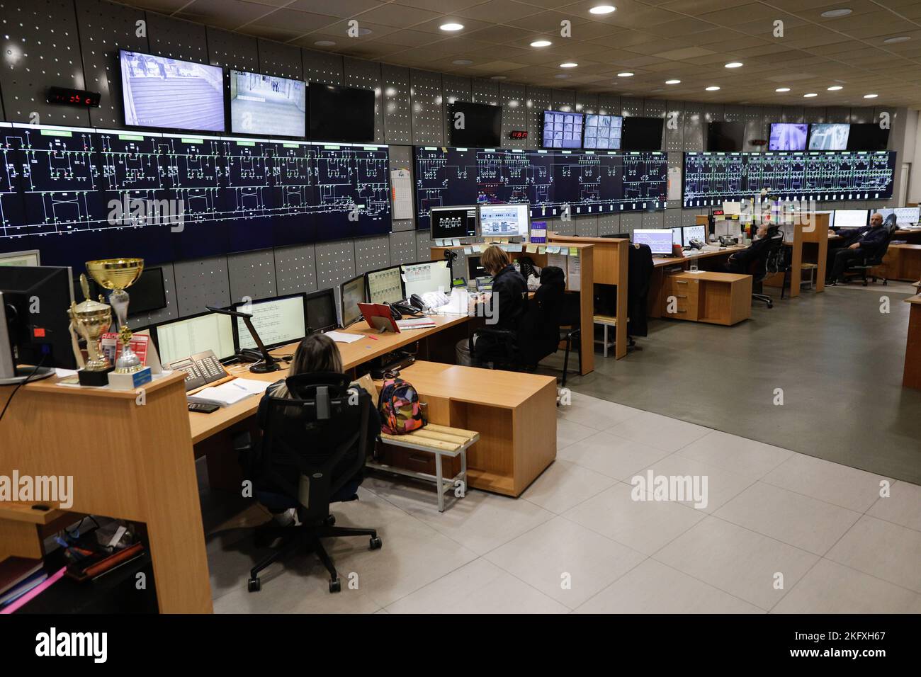 Bucharest, Romania - November 18, 2022: Dispatch centre of the Bucharest underground system during a Doors Open day for the public. Stock Photo