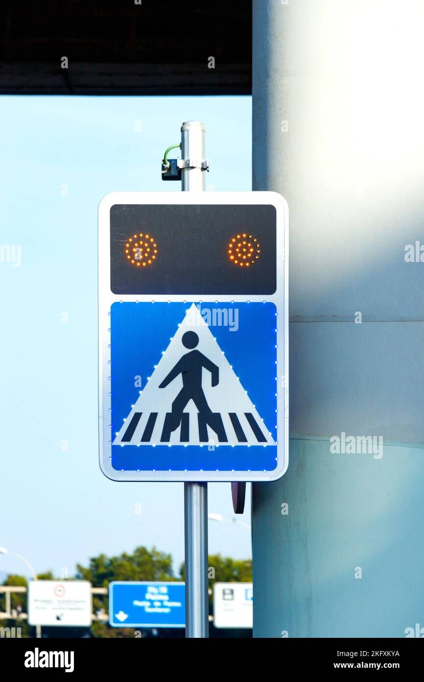 pedestrian crossing sign at palma airport mallorca spain Stock Photo