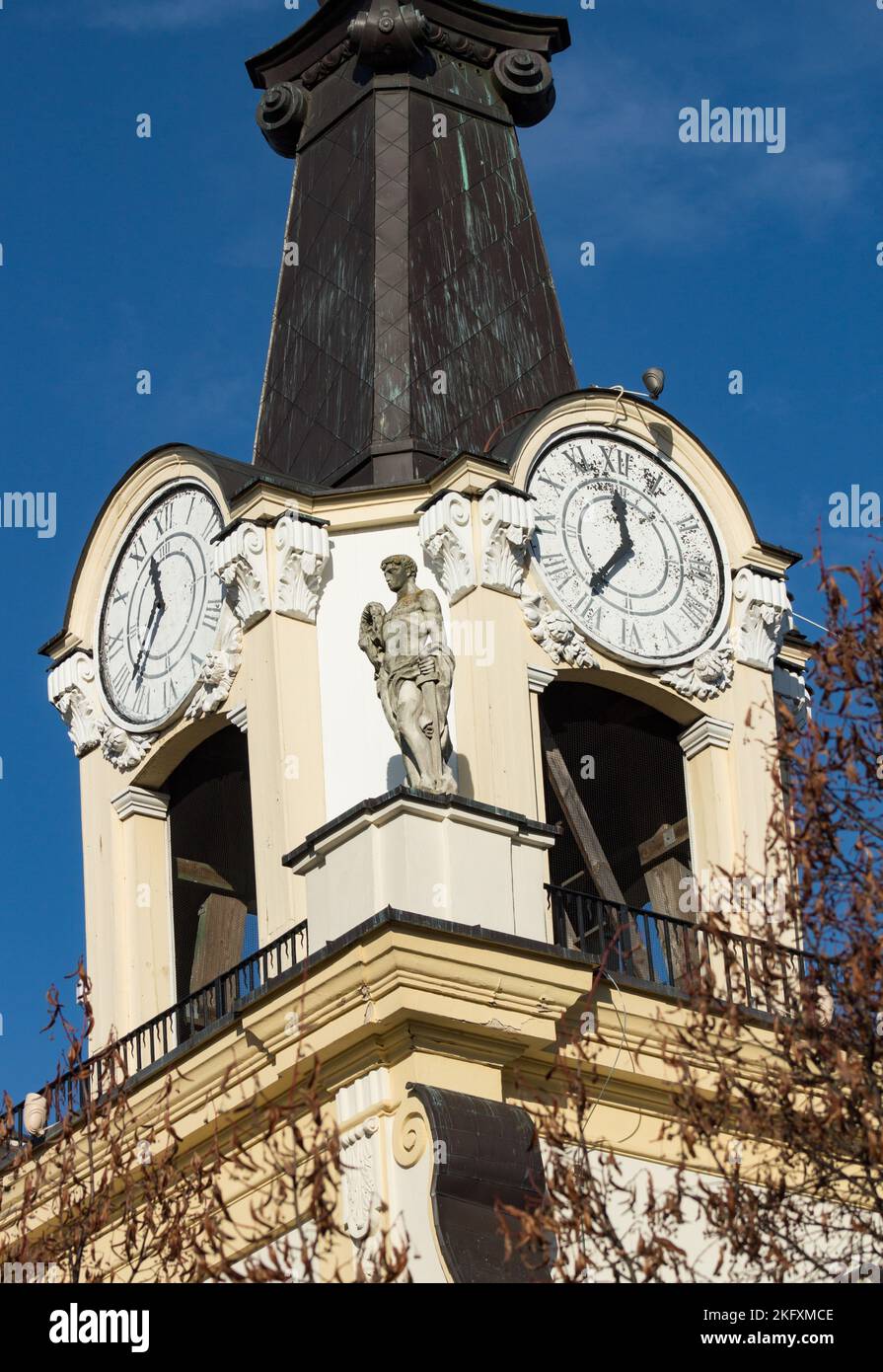 Historic tower clock 22.11.2022 Bialystok Poland. View of the