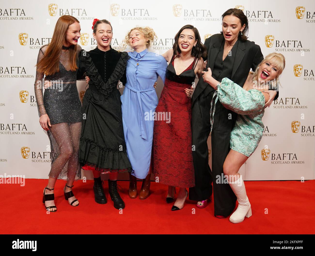 The cast of 'Our Ladies' arrive at the BAFTA Scotland awards at the