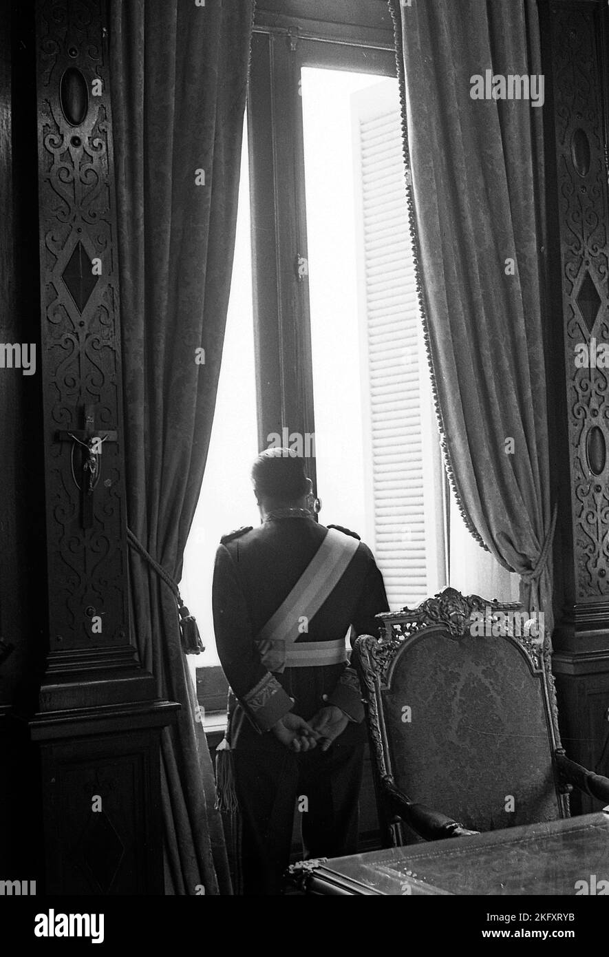 Juan Carlos Onganía, Argentine defacto president, at his office at the Casa Rosada (Government House), Buenos Aires, Argentina, 1967 Stock Photo