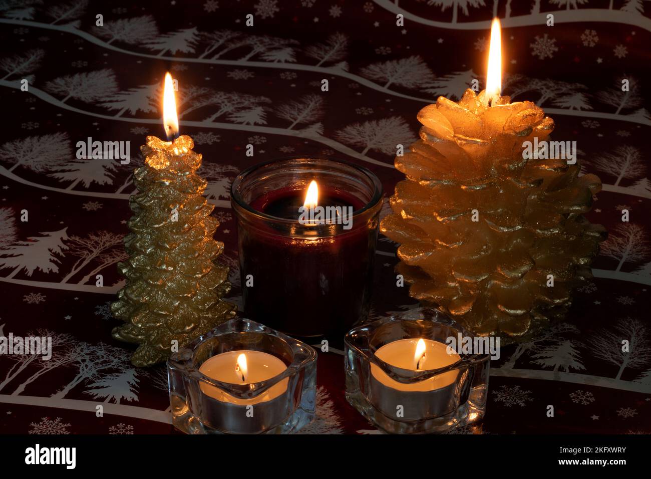 photo of lit candles of different kinds Stock Photo