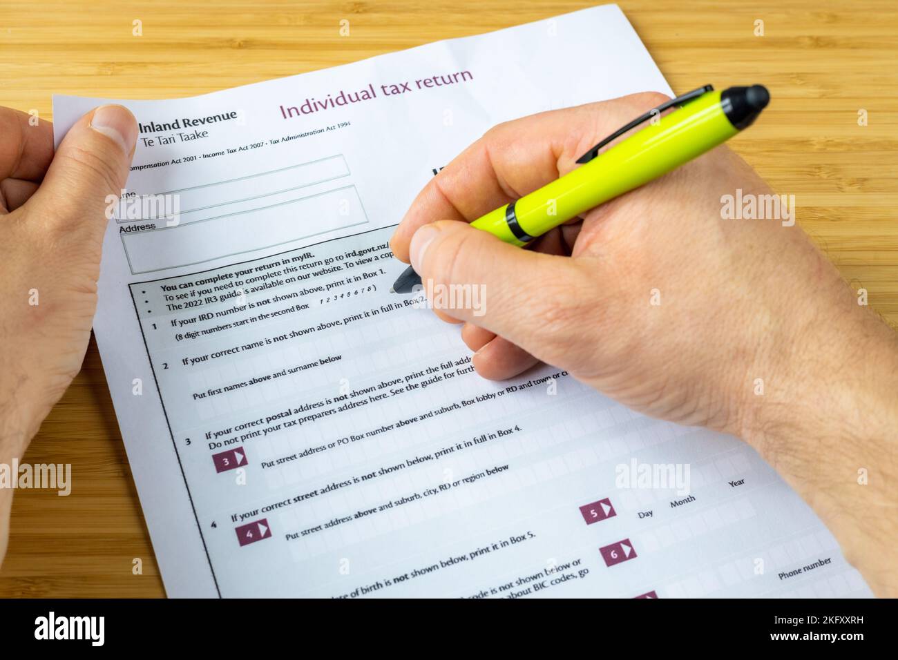 New Zealand Individual Tax Return, Form IR3, Person completing Form IR3, Concept of financial