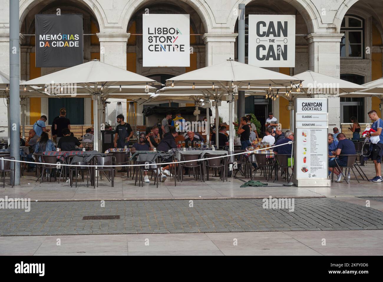 Lisbon, Portugal - September 2022: Tourists drinking at a bar in Lisbon Stock Photo