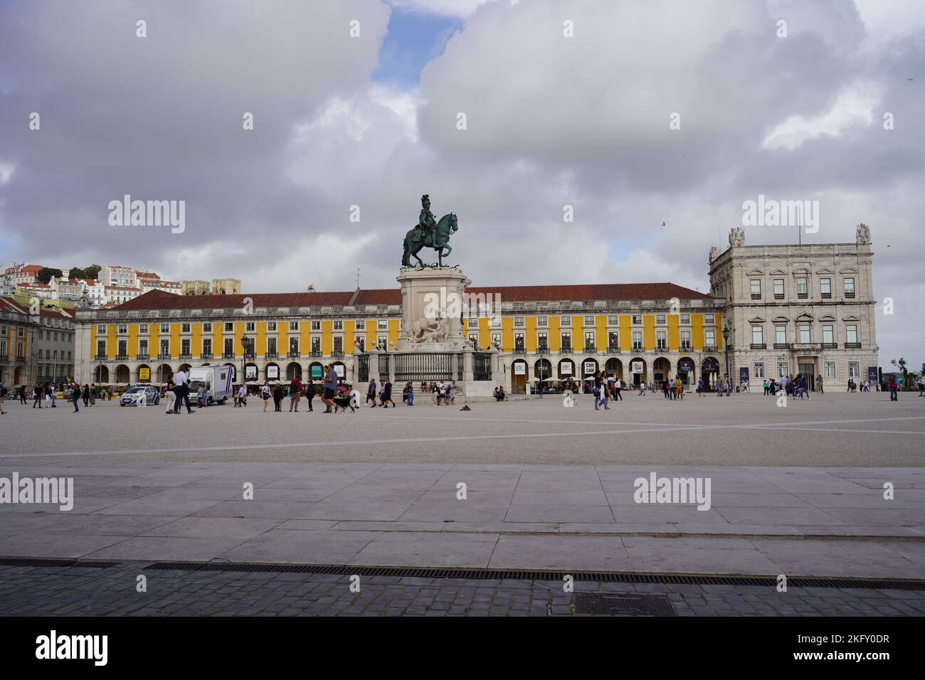 Lisbon, Portugal - September 2022: Statue of King Joseph I at Praca do Comercio (Commerce Square), main square in Lisbon Stock Photo